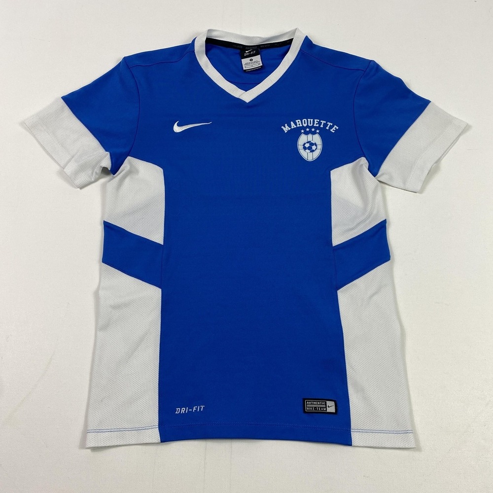 Nike Marquette Soccer Shirt Mens Small Blue White Dri-FIT Authentic Team Jersey